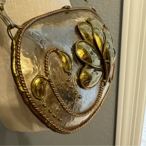 Vintage Luciano Style Mixed Metal Handbag with Rope Straps - Picture 10 of 13